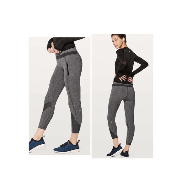 Lululemon Run Inspire Crop II‎ Heathered Gray leggings Women's Size 8 - Picture 1 of 13
